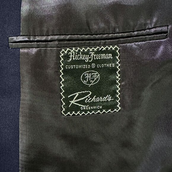 2PC SUIT Hickey Freeman Navy Blue Men's Wool Classic Blazer Jacket Pants 42R - Picture 5 of 12